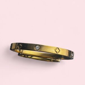 Gold Bangle Bracelet with Crystal Accents